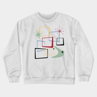 Atomic Squares Stars and Boomerang Mid Century Crewneck Sweatshirt